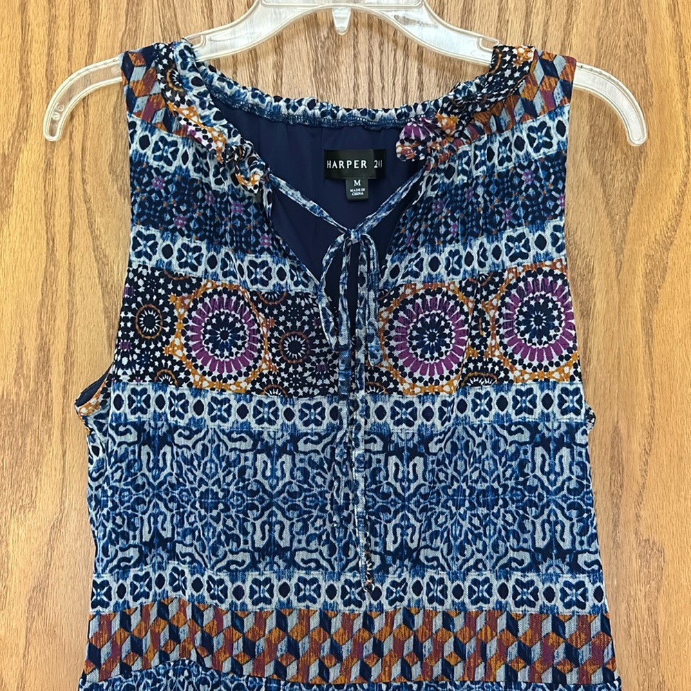 Women’s Boho summer dress with poly lining. Ruffled neckline. Very comfortable!